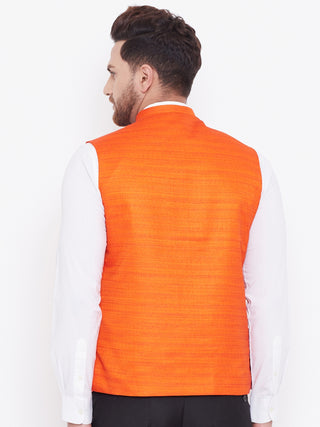 VASTRAMAY Orange Baap Beta Ethnic Jacket Set