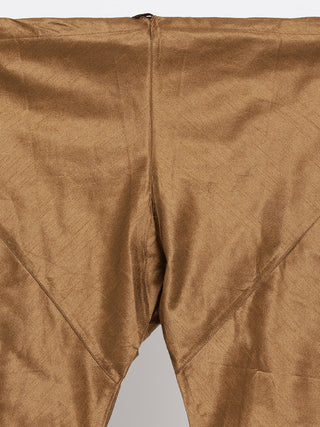 Men's Brown Cotton Silk Blend Kurta, Ethnic Jacket and Pyjama Set