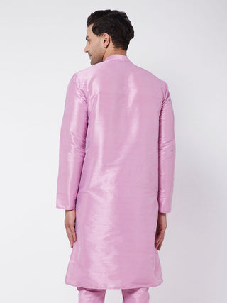 VM BY VASTRAMAY Men's Onion Pink Silk Blend Kurta