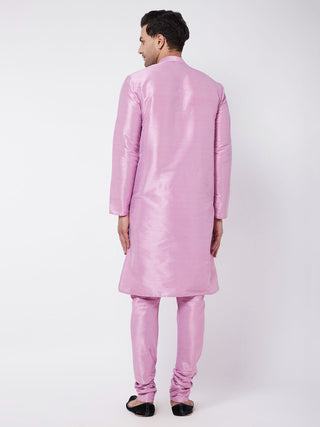 VM BY VASTRAMAY Men's Onion Pink Silk Blend Kurta and Pyjama Set