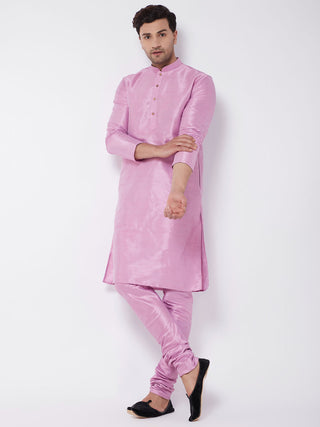VM BY VASTRAMAY Men's Onion Pink Silk Blend Kurta and Pyjama Set