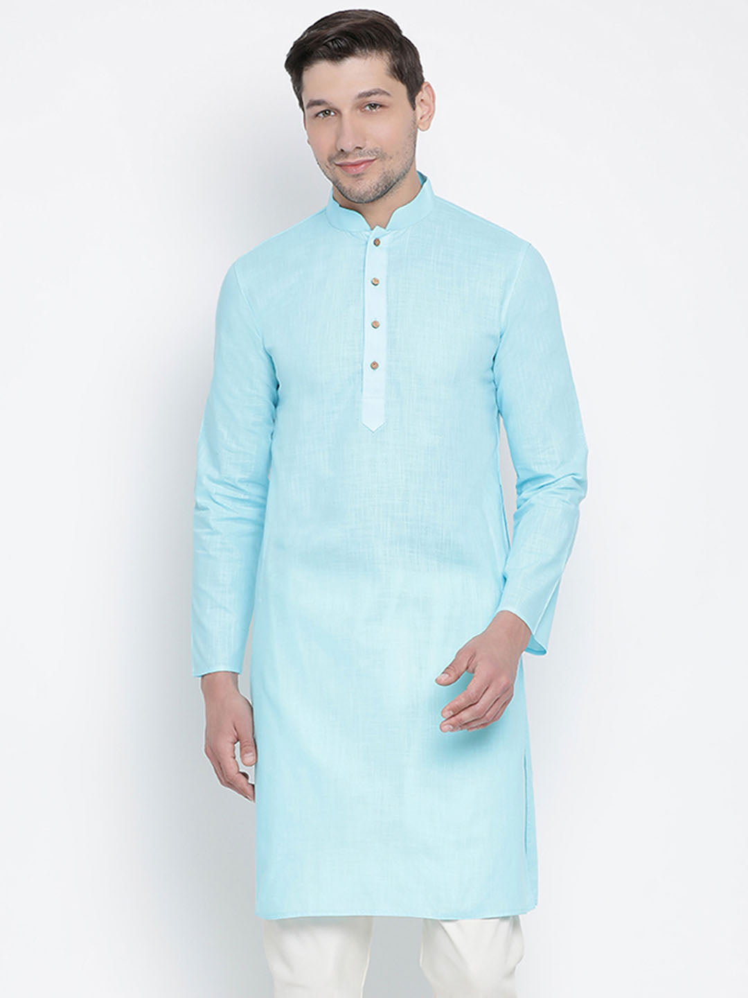 Men's Light Blue Cotton Kurta