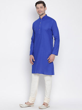 Men's Blue Cotton Kurta and Pyjama Set