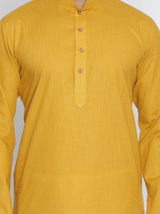 VASTRAMAY Men's Yellow Cotton Kurta and Pyjama Set