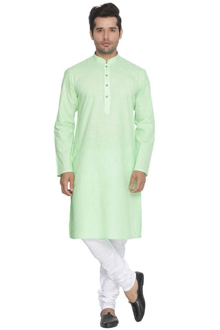 Men's Green Cotton Kurta and Pyjama Set