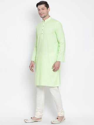 Men's Light Green Cotton Kurta and Pyjama Set