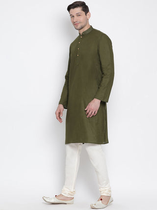 Men's Green Cotton Kurta and Pyjama Set