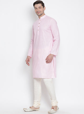 Men's Pink Cotton Kurta and Pyjama Set