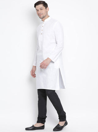 Men's White Cotton  Kurta and Pyjama Set