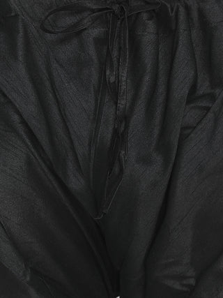 Men's Black Cotton Silk Blend Kurta and Pyjama Set