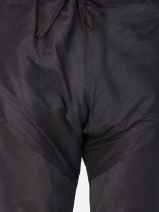 VASTRAMAY Men's Black Cotton Silk Blend Kurta and Pyjama Set