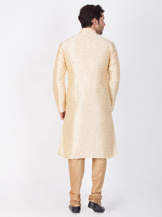 Vastramay Silk Blend Gold and Rose Gold Baap Beta Kurta Pyjama set
