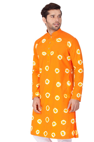 Men's Orange Cotton Kurta