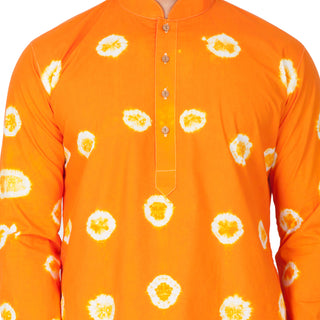Men's Orange Cotton Kurta