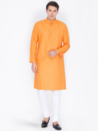 Men's Orange Linen Kurta and Pyjama Set