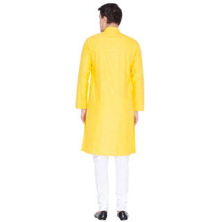 Men's Yellow Linen Kurta and Pyjama Set
