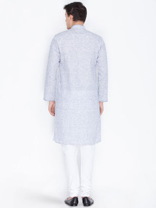Men's Blue Linen Kurta and Pyjama Set