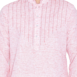 Men's Pink Linen Kurta and Pyjama Set