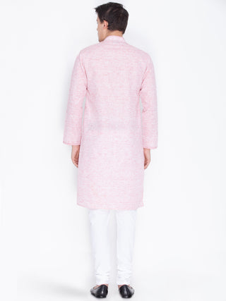 Men's Pink Linen Kurta and Pyjama Set