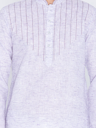 Vastramay Men's Purple Color Linen Kurta