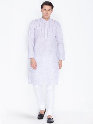 Vastramay Men's Purple Color Linen Kurta