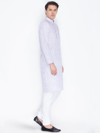 Men's Purple Linen Kurta and Pyjama Set