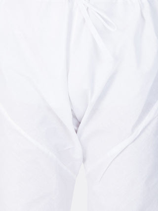 Men's White Linen Kurta and Pyjama Set