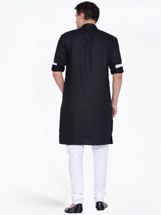 Men's Black Cotton Kurta Pajama Set