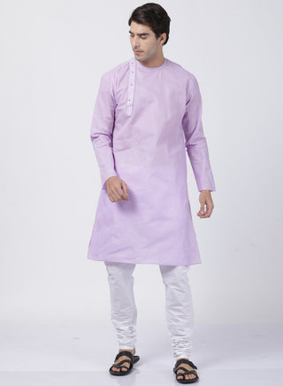 Men's Purple Cotton Blend Kurta and Pyjama Set