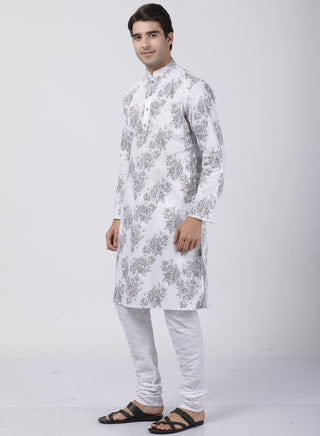 Men's White Cotton Kurta and Pyjama Set