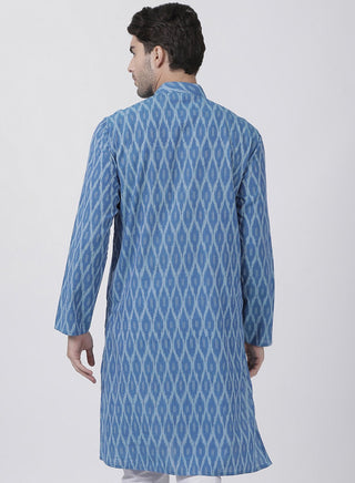 Men's Blue Pure Cotton Kurta and Pyjama Set