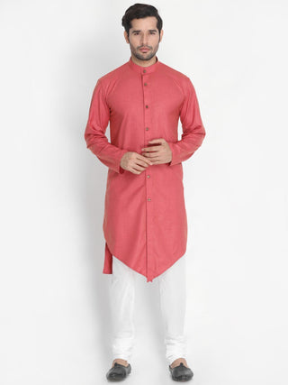 Men's Pink Cotton Blend Kurta and Pyjama Set