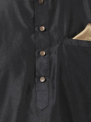 Men's Black Cotton Blend Kurta and Dhoti Pant Set