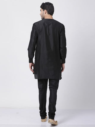 Men's Black Cotton Blend Kurta and Pyjama Set