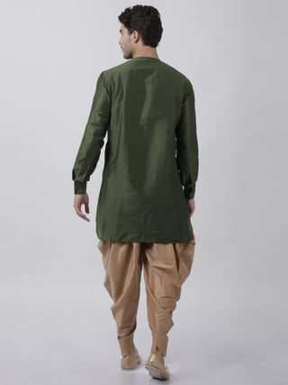 Men's Green Cotton Blend Kurta and Dhoti Pant Set