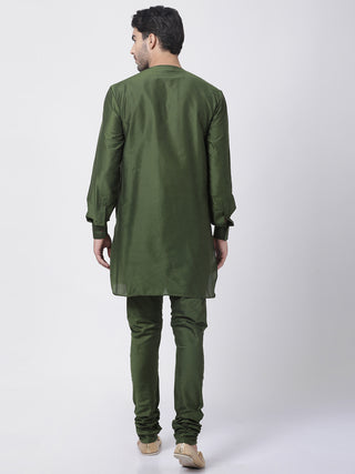 Men's Green Cotton Blend Kurta and Pyjama Set