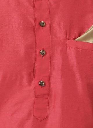Men's Red Cotton Blend Kurta