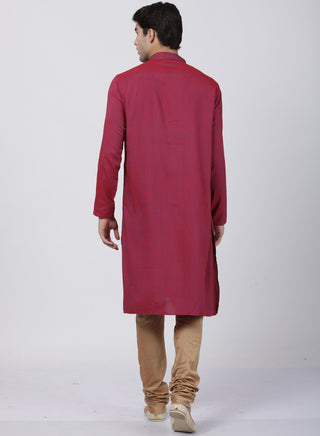 Men's Purple Cotton Blend Kurta and Pyjama Set