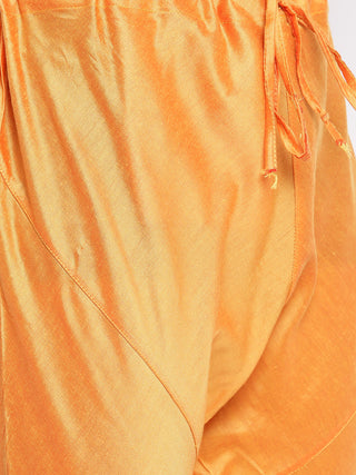 VASTRAMAY Men's Orange Cotton Blend Kurta and Pyjama Set