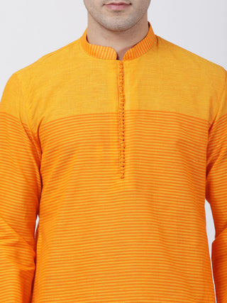 Men's Orange Pure Cotton Kurta and Pyjama Set