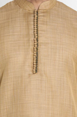 Men's Beige Cotton Silk Blend Kurta