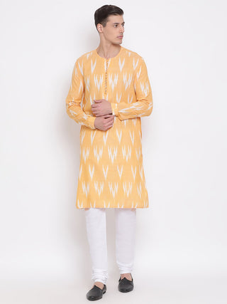 VASTRAMAY Men's Orange Cotton Kurta and Pyjama Set
