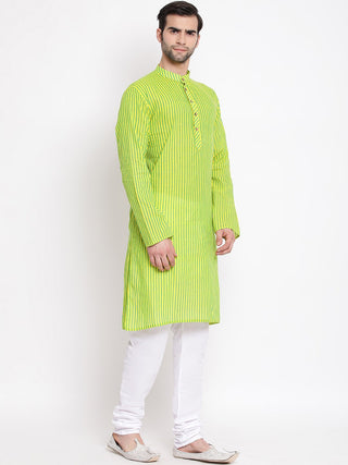 VASTRAMAY Men's Green Pure Cotton Kurta and Pyjama Set