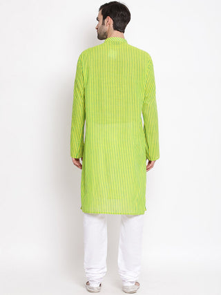 VASTRAMAY Men's Green Pure Cotton Kurta and Pyjama Set