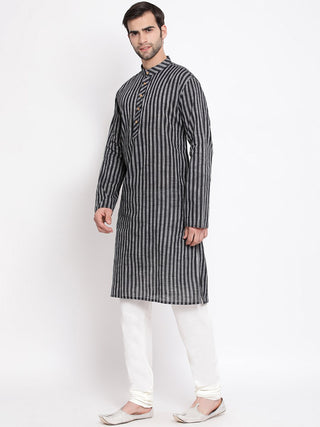 VASTRAMAY Men's Black Pure Cotton Kurta and Pyjama Set