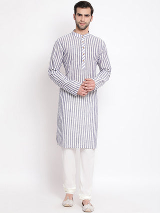 VASTRAMAY Men's Grey Pure Cotton Kurta and Pyjama Set