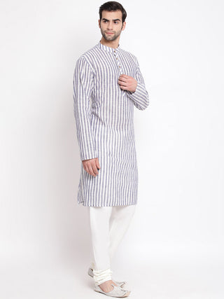 VASTRAMAY Men's Grey Pure Cotton Kurta and Pyjama Set