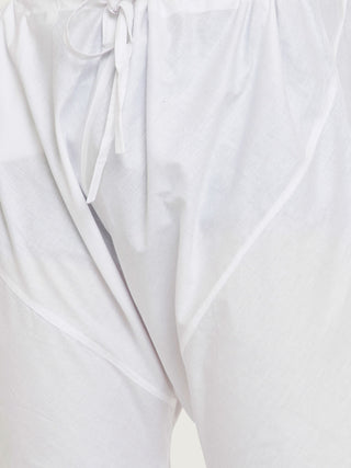 VM BY Vastramay Men's Cream And White Cotton Blend Kurta Pyjama Set