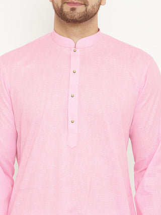 Vastramay Pink And White Baap Beta Kurta And Pyjama Set