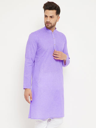 VM BY VASTRAMAY Men's Purple Cotton Blend Kurta